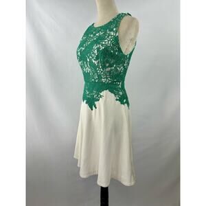 Moulinette Soeurs Anthropologie Dress White Green 2 Lace Accent Sleeveless